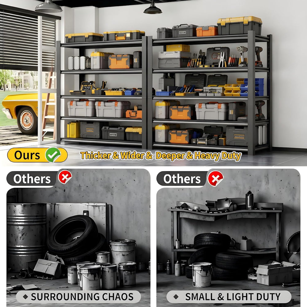 47.2" W 2500LBS Heavy Duty Garage Metal Storage Shelving Unit
