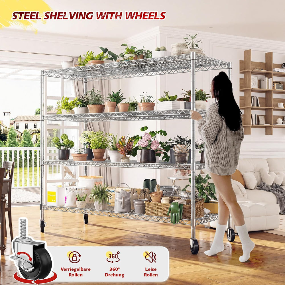 REIBII 55.5''W Storage Shelves 2500LBS Wire Shelving Unit with Wheels...