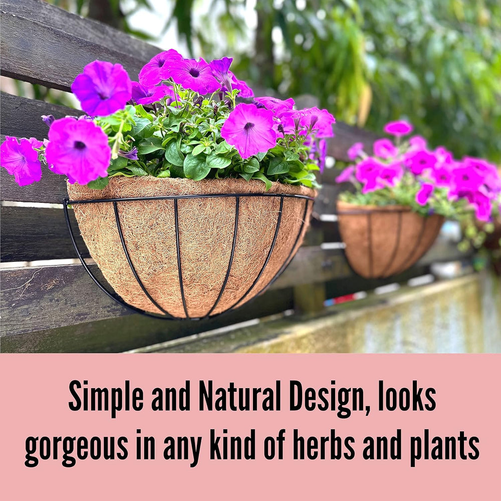 LaLaGreen Hanging Wall Planters (12 in, 4 Pack) Black Metal Flower Baskets