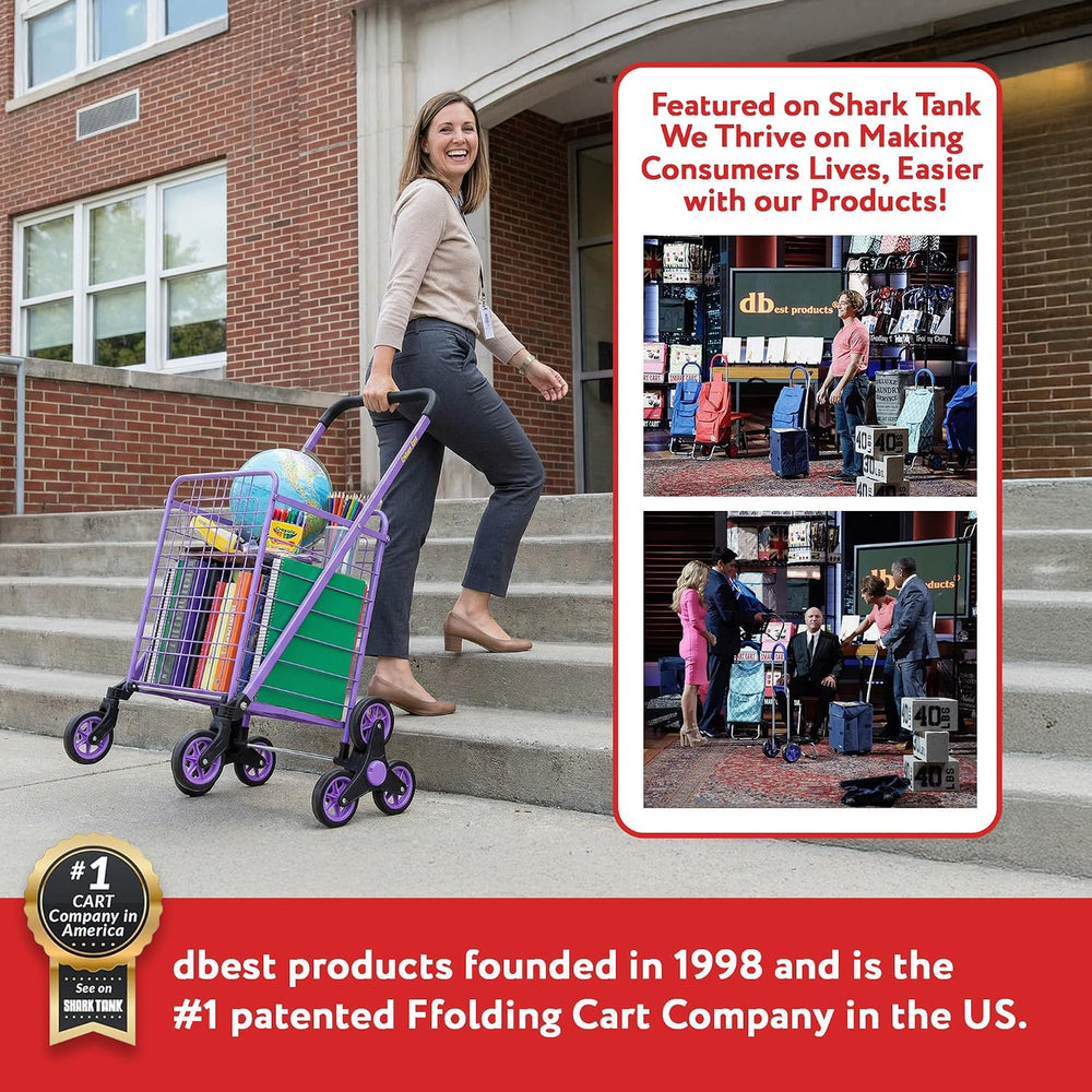 dbest Products Stair Climber Cruiser Cart Shopping Grocery Rolling Folding La...