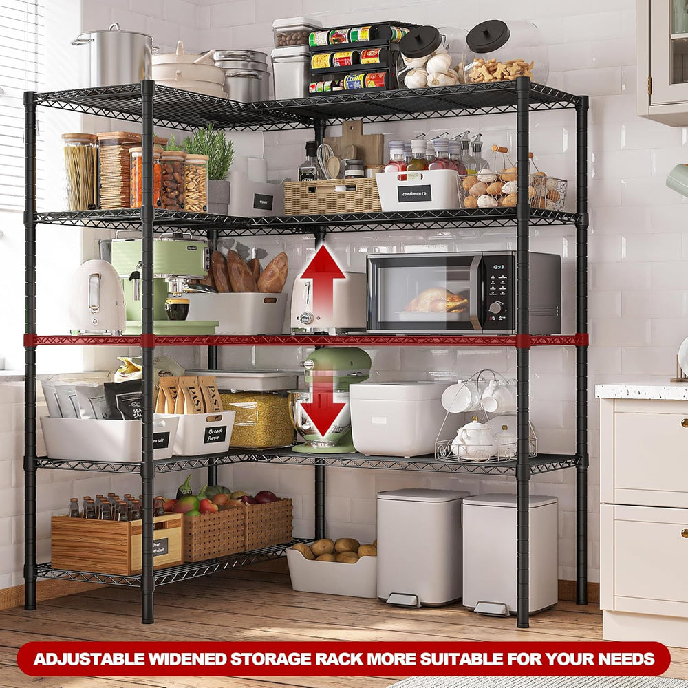 REIBII 5-Tier Heavy Duty Wire Shelving Unit, 1430LBS Storage Shelf Rack