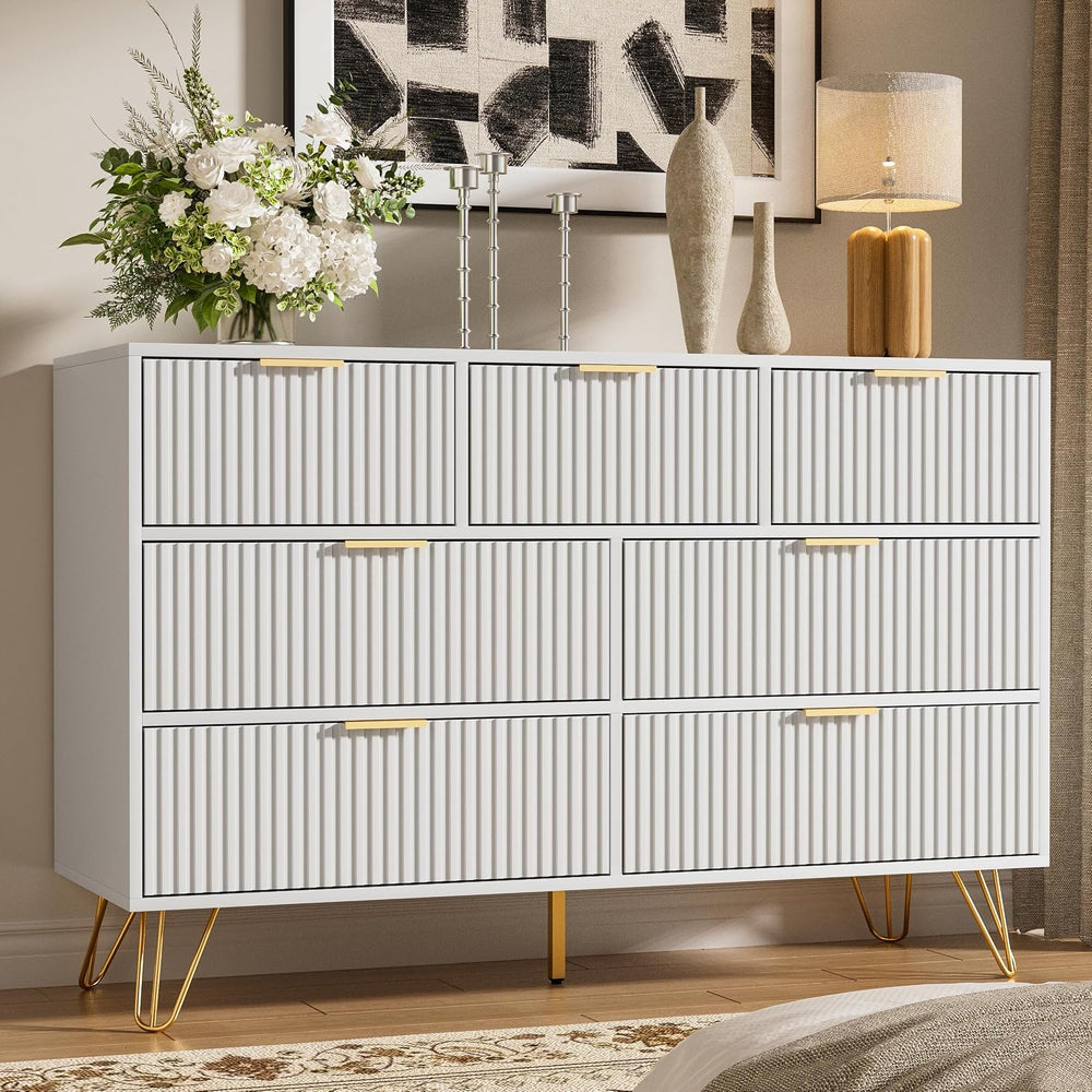 Furniway Dresser for Bedroom, Modern Fluted 47.2" Wide Chest of Drawers ...