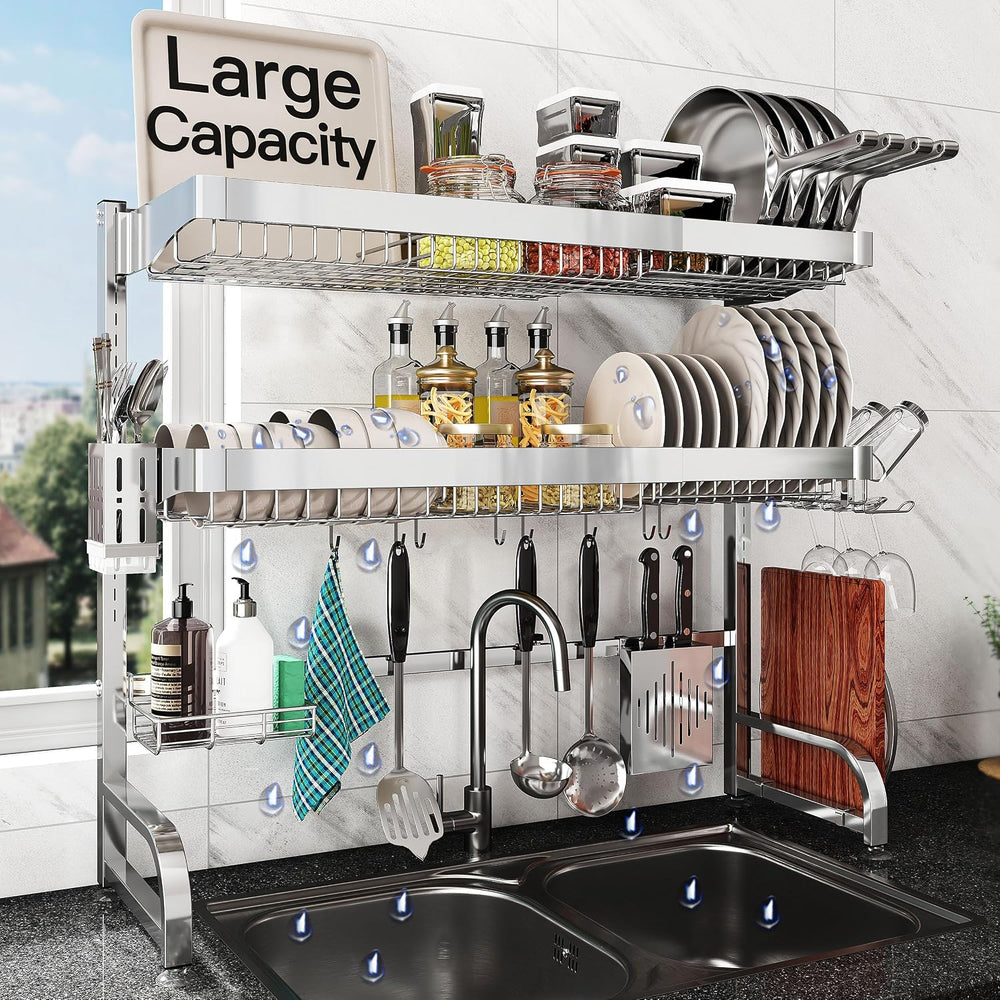 BOOSINY Over The Sink Dish Drying Rack, Extra Large Capacity Dish Drainer