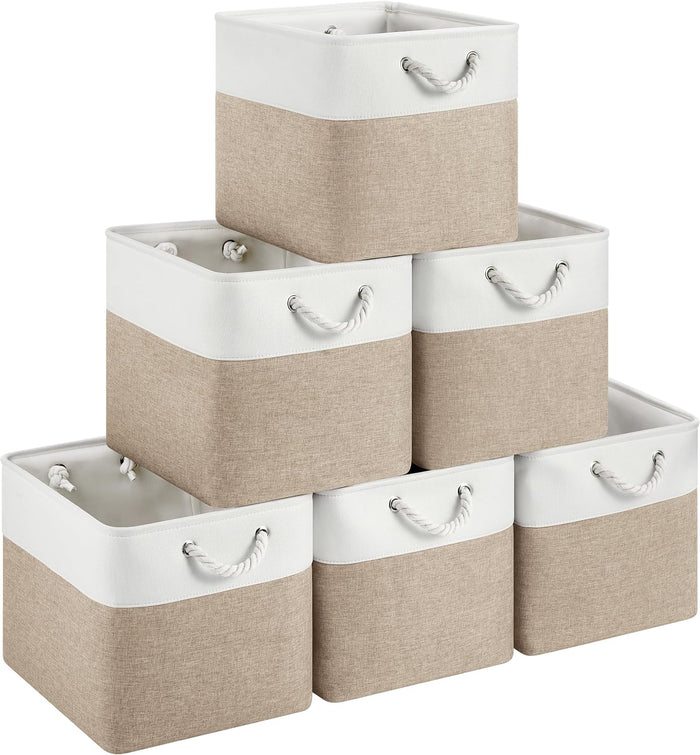 13x15x13 Inch Large Storage Bins with Cotton Rope Handles 6-Pack