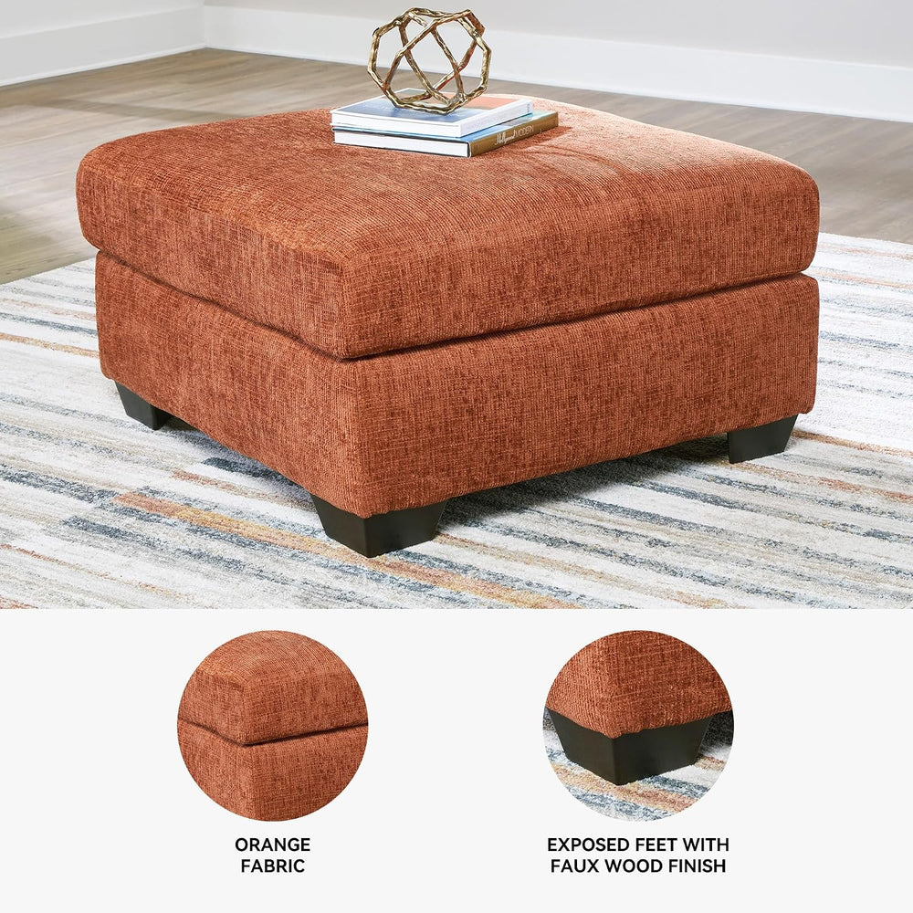 Signature Design by Ashley Oversized Accent Ottoman, Spice Burnt Orange