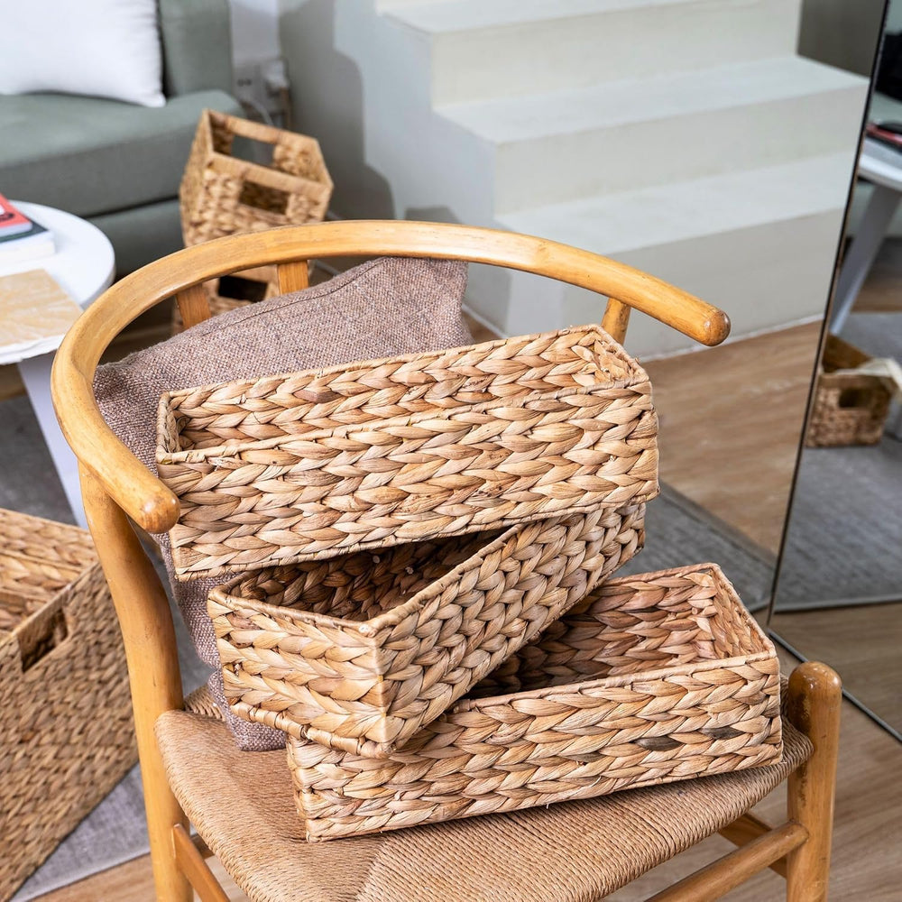 M4DECOR Set of 3 Wicker Toilet Paper Holders – Toilet Tank Basket, Back of To...