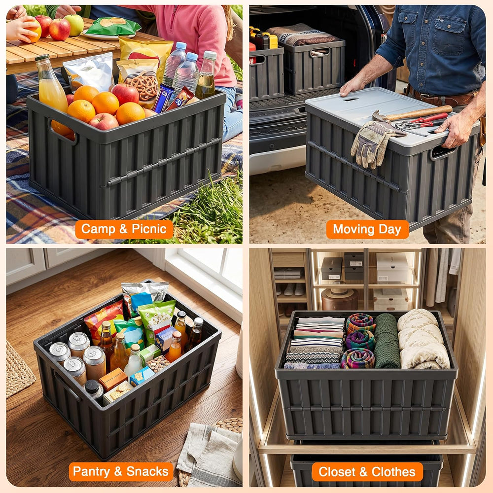 Citylife 64L Collapsible Storage Bins with Lids Plastic Storage Containers fo...