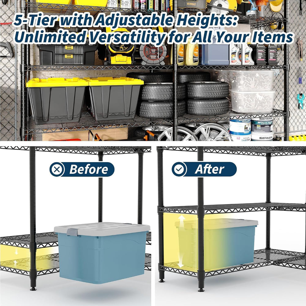 Garvee 5-Tier Storage Shelves 70" H Metal Garage Shelving Unit for Kitchen