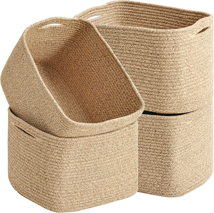 ICERZCZ Rope Storage Baskets for Organizing, 15x11x9 Mixed Brown 4 Packs