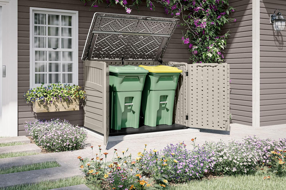 Suncast 5.9' x 3.7' Horizontal Stow-Away Storage Shed, Resin, Hinged Lid