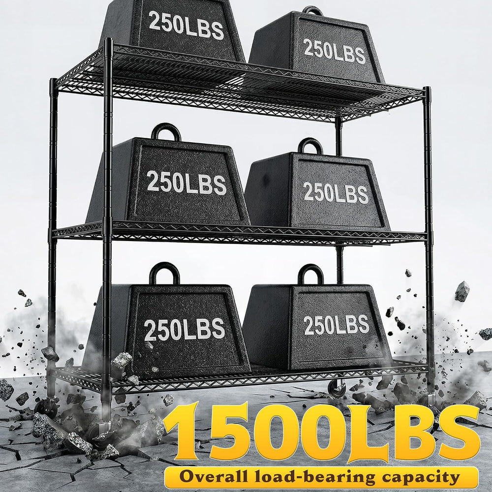 DurayLoly 1500LBS Wire Shelving Unit, 3-Tier Adjustable Garage Rack