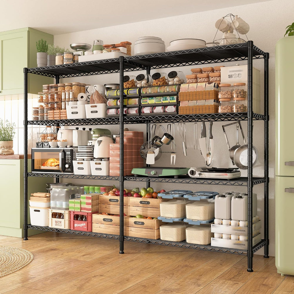 REIBII 61.7''W Storage Shelves Load 1220LBS Wire Shelving Unit 4 Tier...