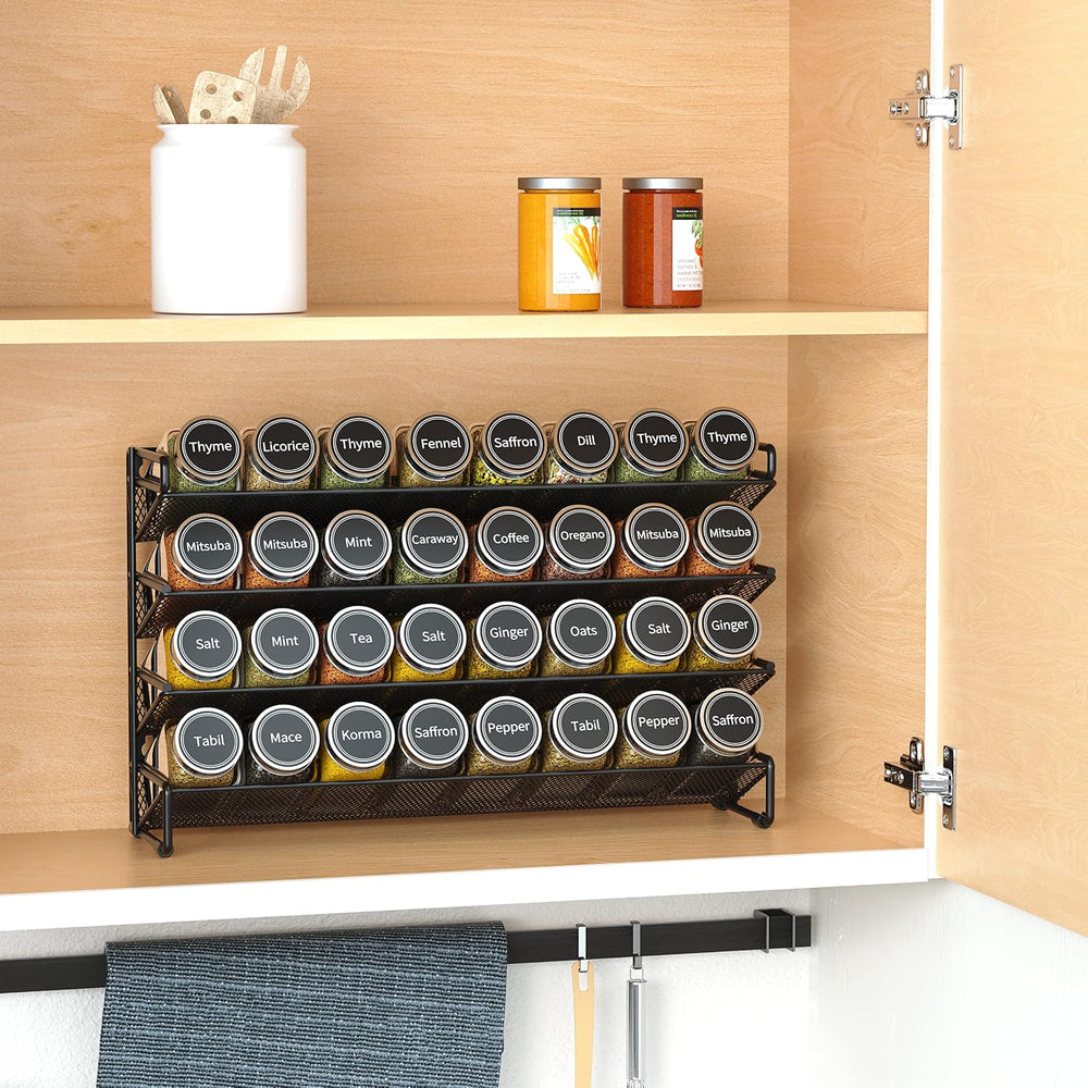 SpaceAid Spice Rack Organizer with 32 Spice Jars, 386 Spice Labels, Chalk Mar...