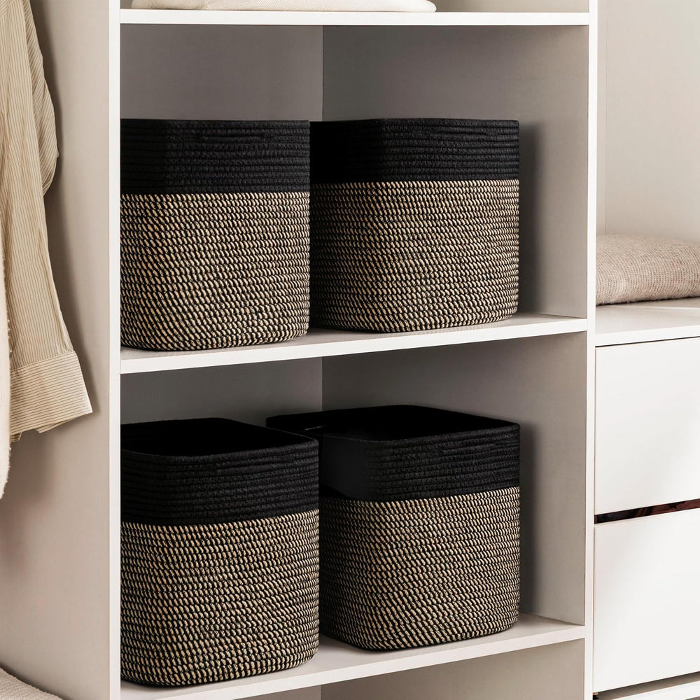 joybest 11inch Cube Storage Bins, Cotton Rope Woven Organizer Basket