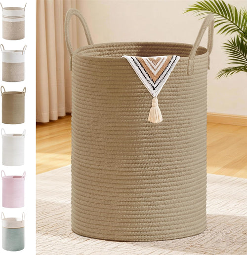 100l extra large tall cotton rope laundry basket, main product view