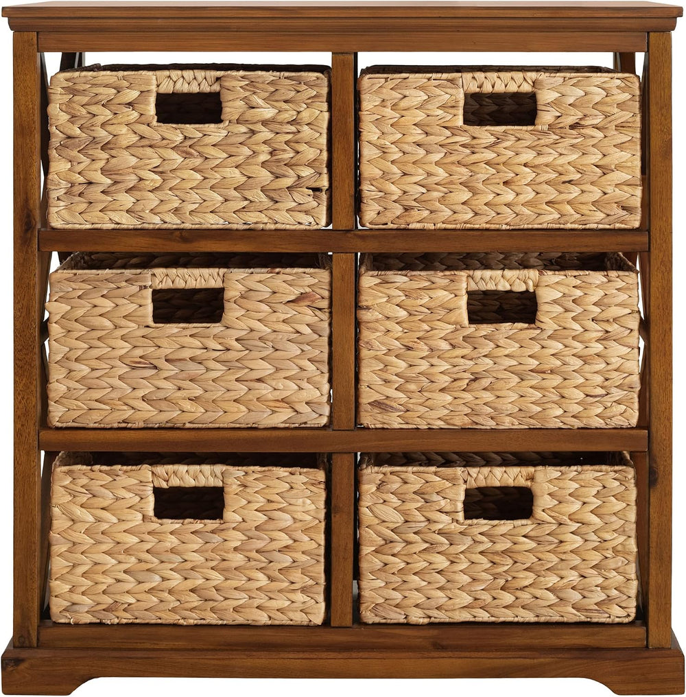 eHemco Hampton Meadows 3 Tier X-Side End Storage Cabinet, Walnut