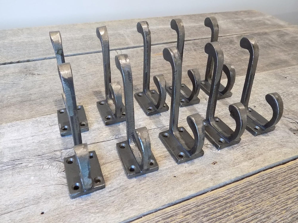 Midwest Craft House 10 Coat Hooks 3 1/2" Long Iron for Hats, Coats, Towe...
