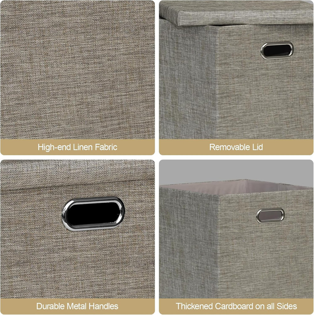 Posprica Storage Bins with Lids,13×13×13 Foldable Storage Cube Baskets Boxes ...