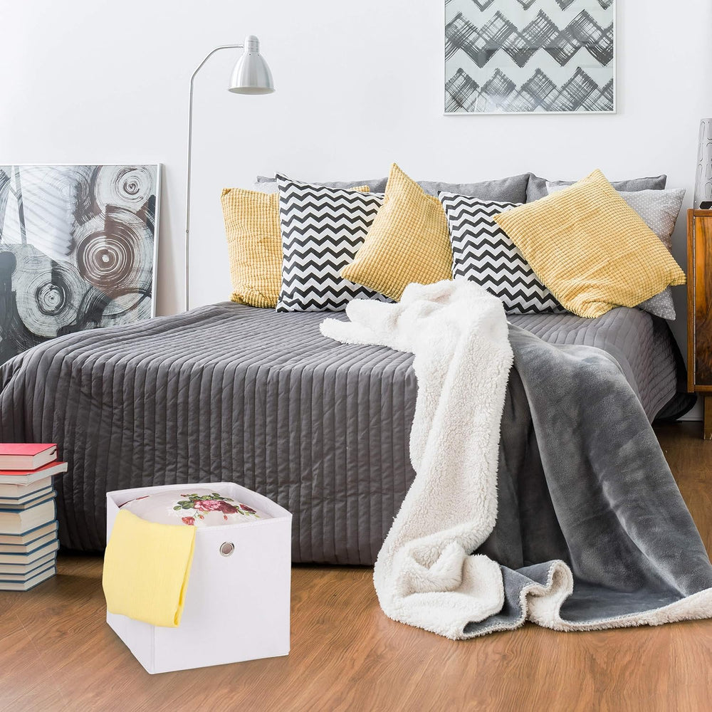 Relaxdays Box Set of 2, Shelf Storage Basket, Square Bins 30x30x30 cm, White,...
