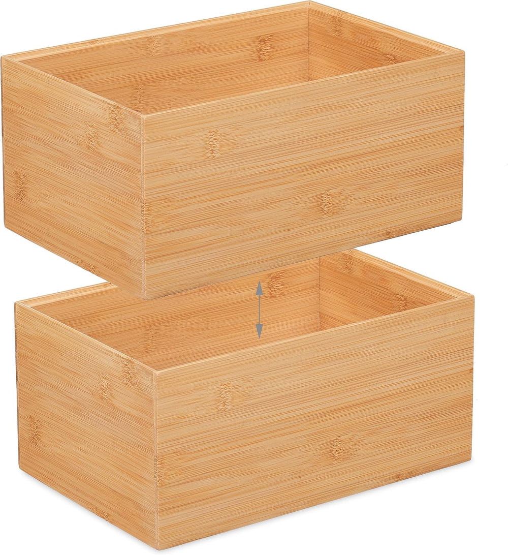 Relaxdays Storage Box, Stackable, Dimensions H x W x D: 14 x 30 x 20 cm, Bamb...