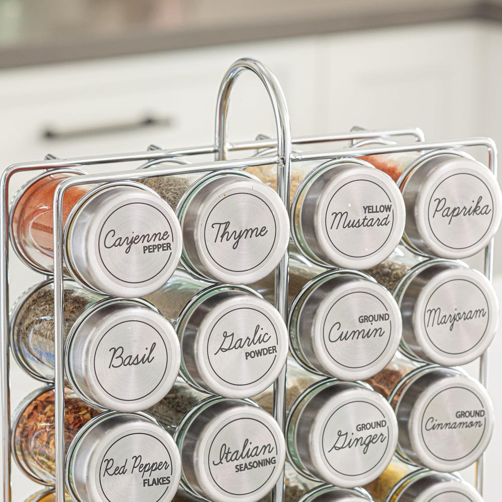 Orii 20 Jar Spice Rack Stainless Steel with Spices Included - Standing Rack S...