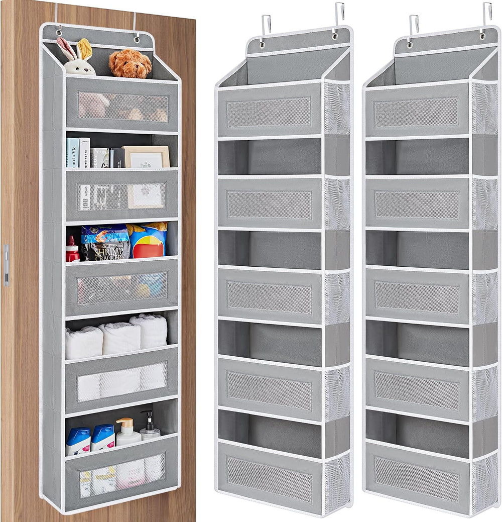 JARLINK Over the Door Organizer for Pantry, Bathroom, 5 Shelf Grey, 2 Pack