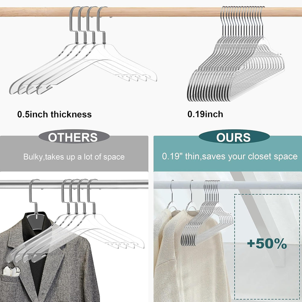 Quality Hangers Clear Plastic Hangers for Clothes | 50 Pack - 17.5 Inch | Hea...