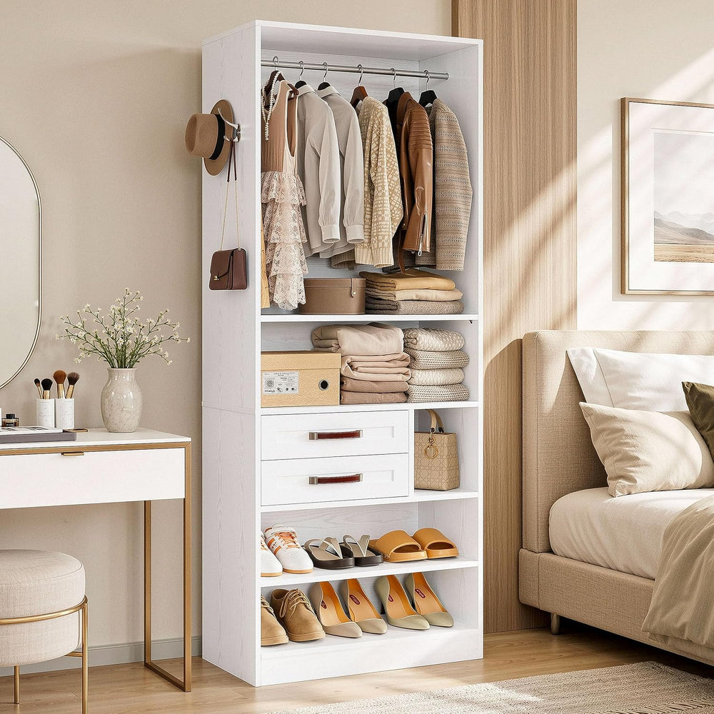 IRONCK Closet Organizer System with 2 Drawers & Adjustable Shelves, 29.6&...