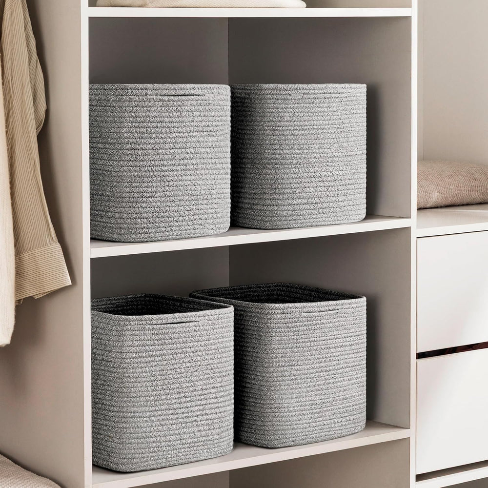 joybest 11inch Cube Storage Bins, Cotton Rope Woven Organizer Basket