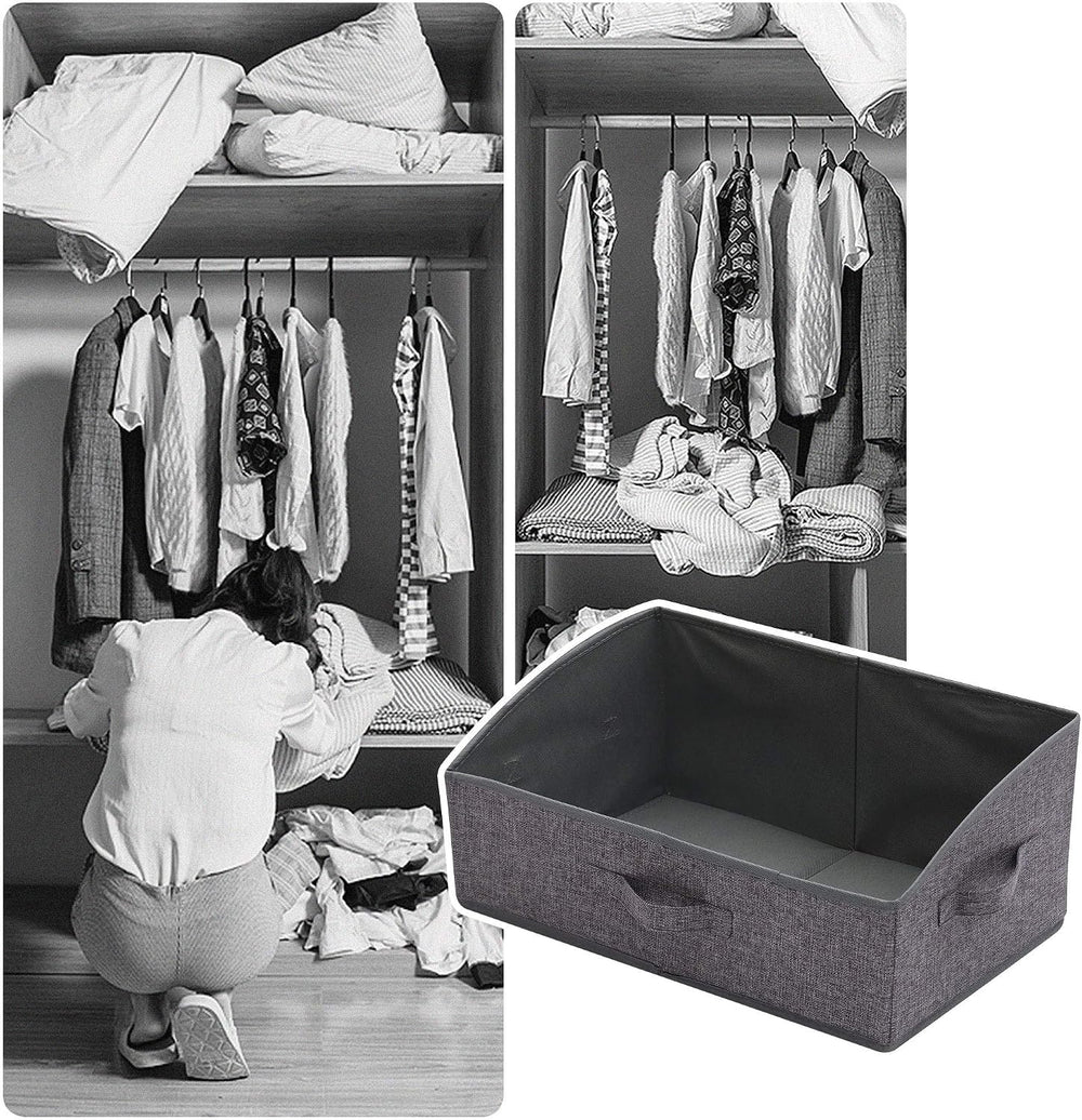 TENABORT 5 Pack Trapezoid Large Foldable Closet Storage Bins with Handle, Fab...