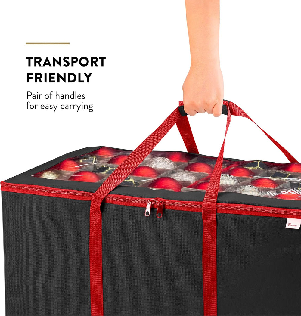 Premium Large Carrying Christmas Ornament storage Box with Clear Lid, 3"...