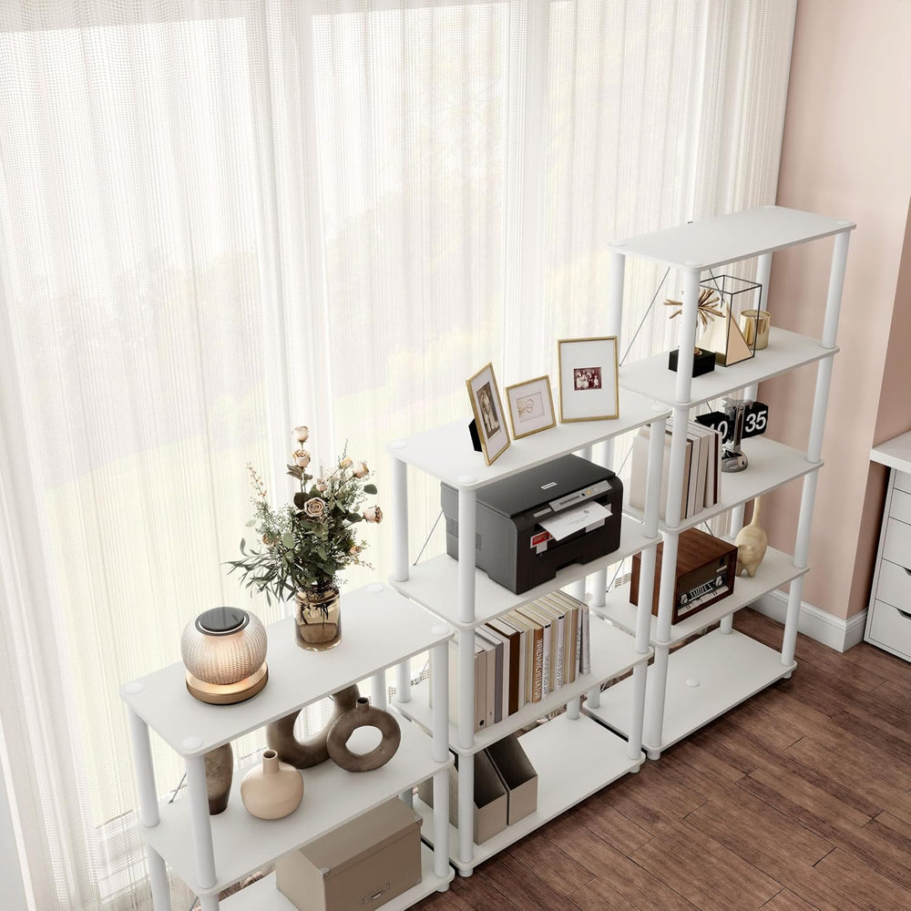 Homes: Inside + Out Apexa Modern 4-Tier Wide Shelving Units, Collectibles Dis...