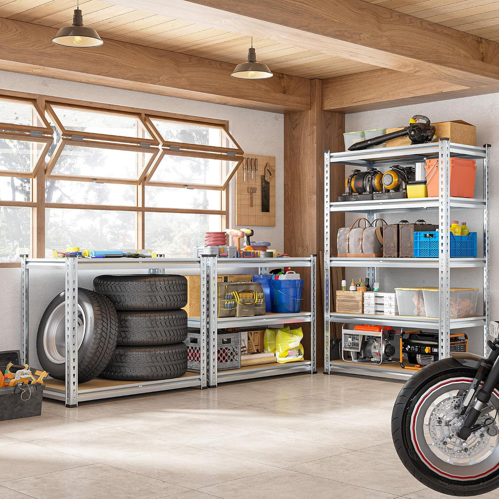 REIBII Garage Shelving, 5 Tier Storage Shelves Load 2400LBS, Adjustable Garag...