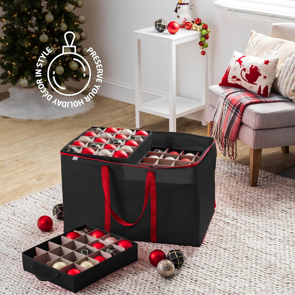 Premium Large Carrying Christmas Ornament storage Box with Clear Lid, 3"...