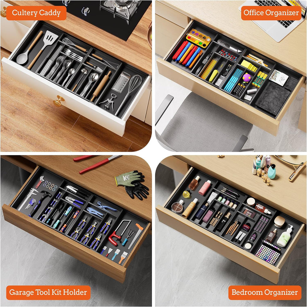 Silverware Organizer Large, Magnetic Connected Expandable 13 Slots Silverware...