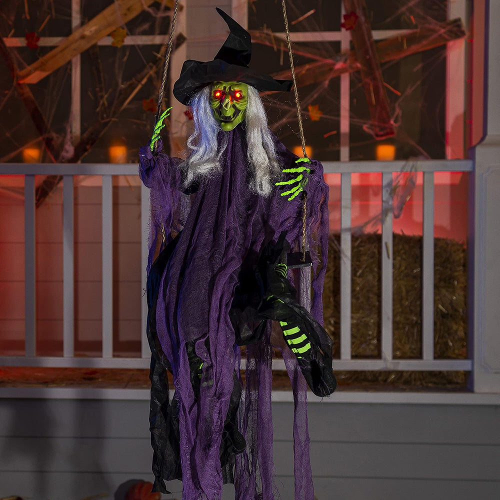 JOYIN 2 Pcs Halloween Hanging Swinging Ghosts Decorations Outdoor, Witch and ...