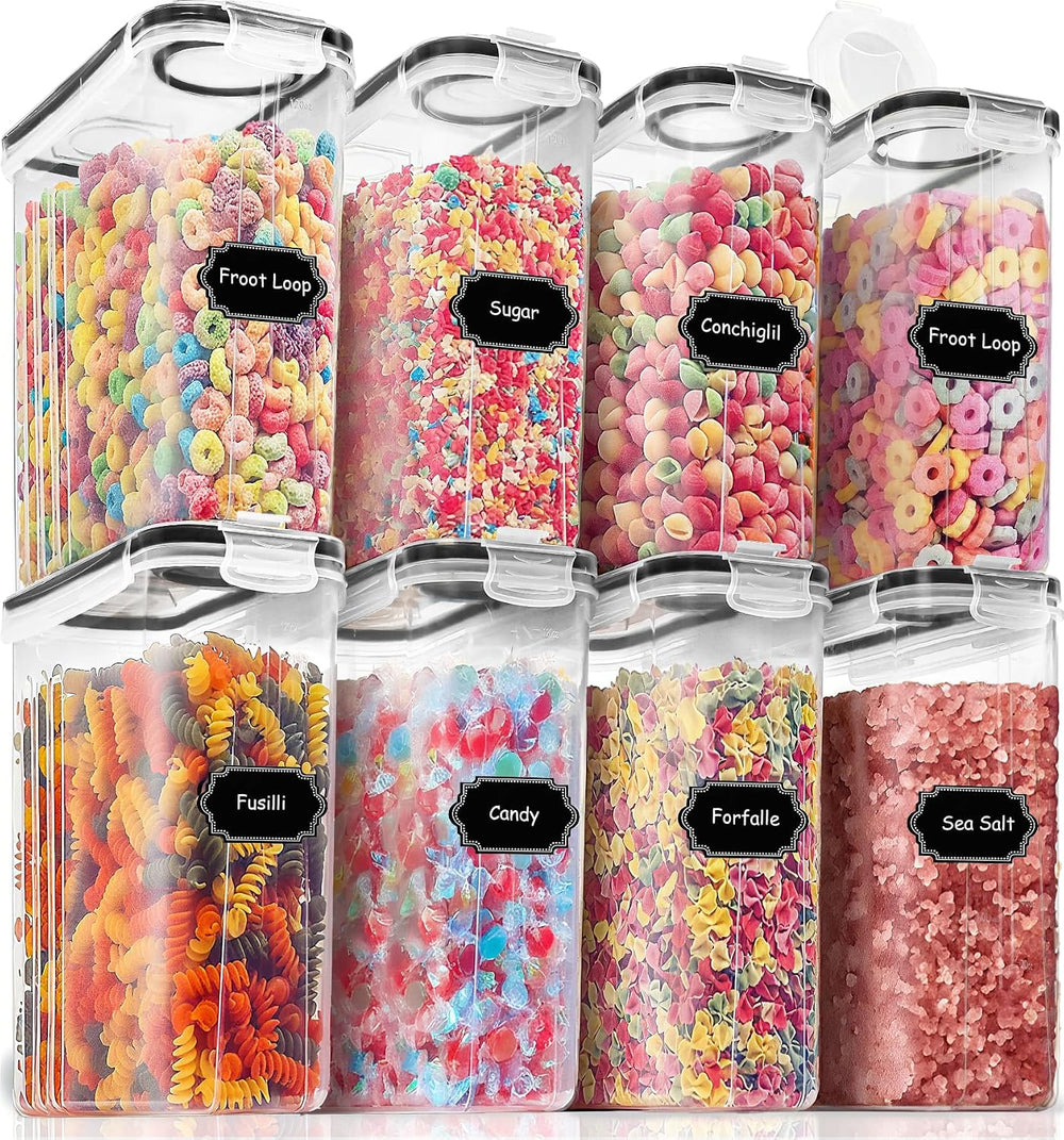 PRAKI Cereal Containers Storage Set (4L,135.2 Oz), 8PCS Airtight Food Storage...