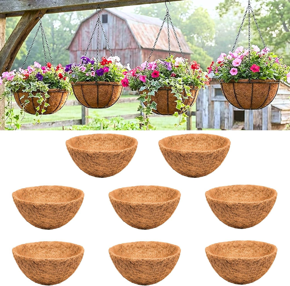 LaLaGreen 14" (8 Pack, Round) Coco Liners for Hanging Basket – Medium Co...
