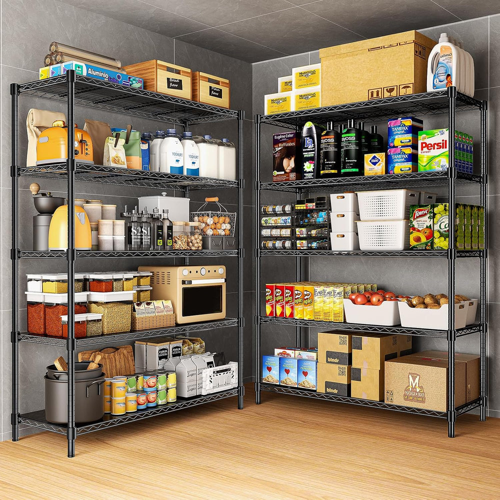 48" W Garage Shelving 1875LBS Heavy Duty Wire Shelving Unit, Metal 5-Tie...