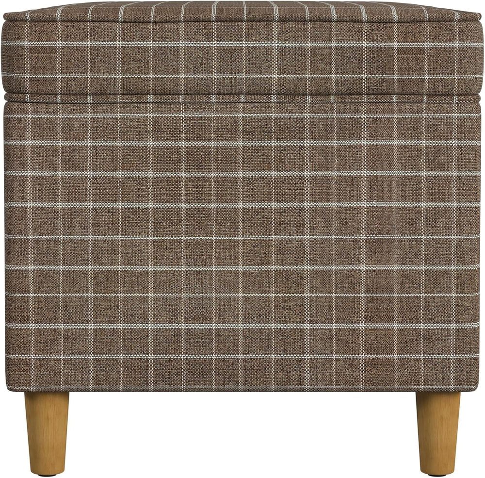 Spatial Order 24" Dinah Collection Storage Ottoman - Brown Windowpane Fa...