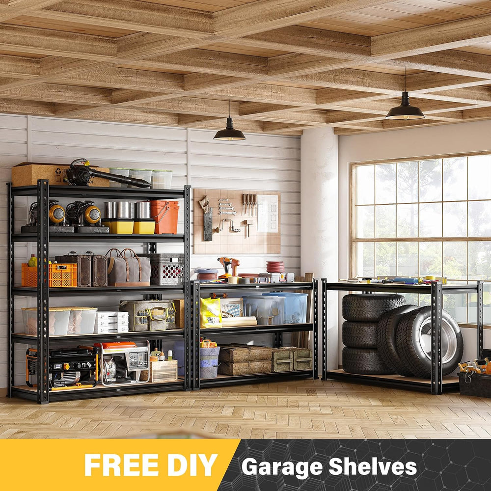 REIBII 2-Pack Storage Shelves Space-Saving and Tool Free for Garage Office