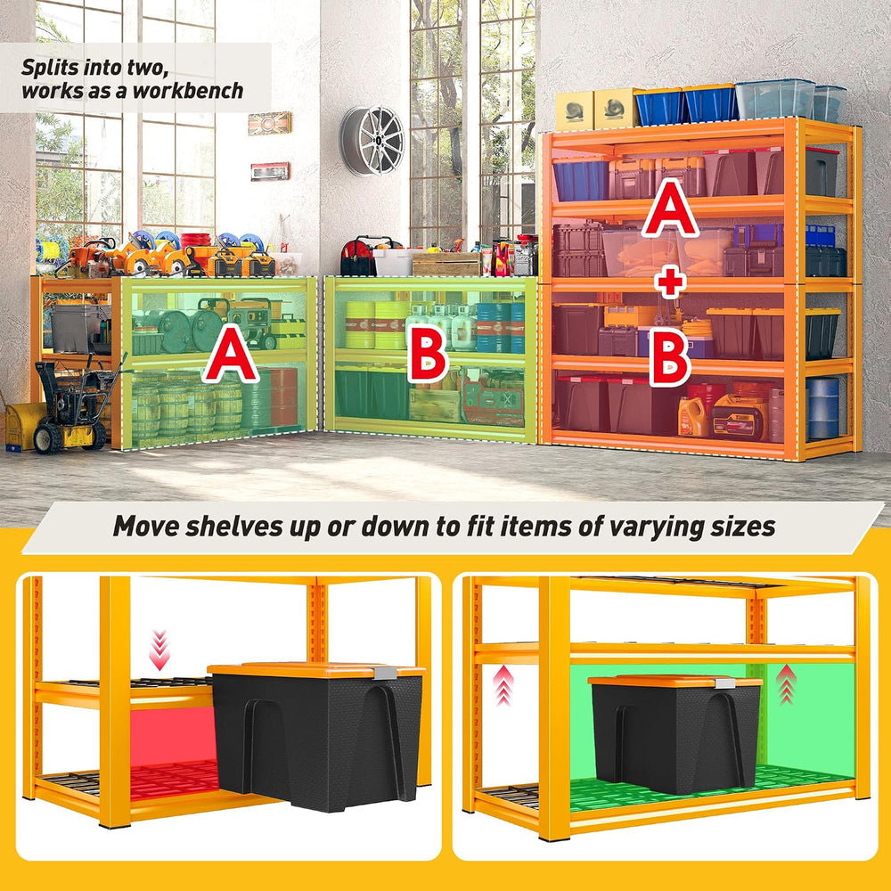 REIBII Orange Garage Shelving 3-Pack Heavy Duty Storage Shelves for School