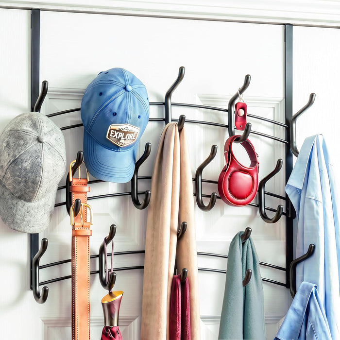 LYNK Professional® Home™ Over the Door Hooks - 28 Hook – Over the Door Coat Rack - Over the Door Hanger - Hanging Towels or Clothes - Bathroom, Bedroom, Laundry Room - Lifetime Ltd. Warranty, Black