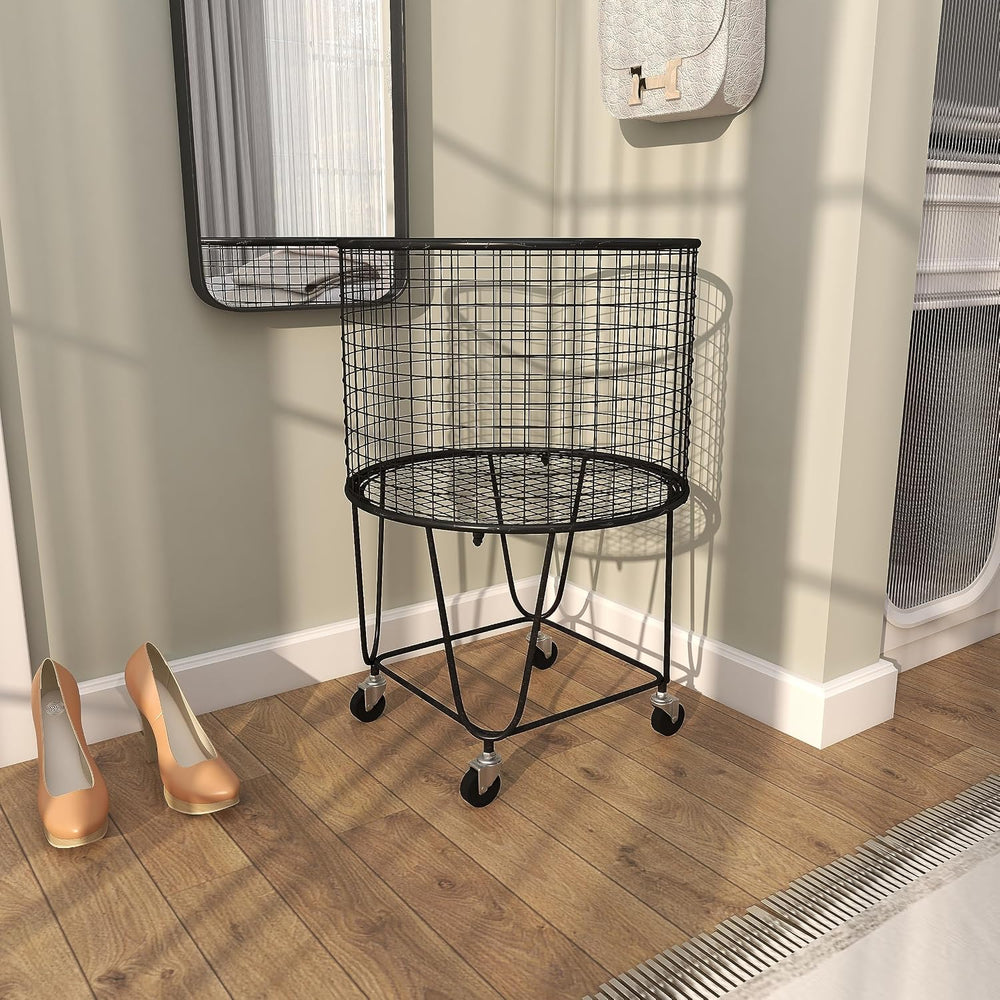 CosmoLiving by Cosmopolitan Metal Storage Cart Deep Set Rolling Mesh Laundry ...