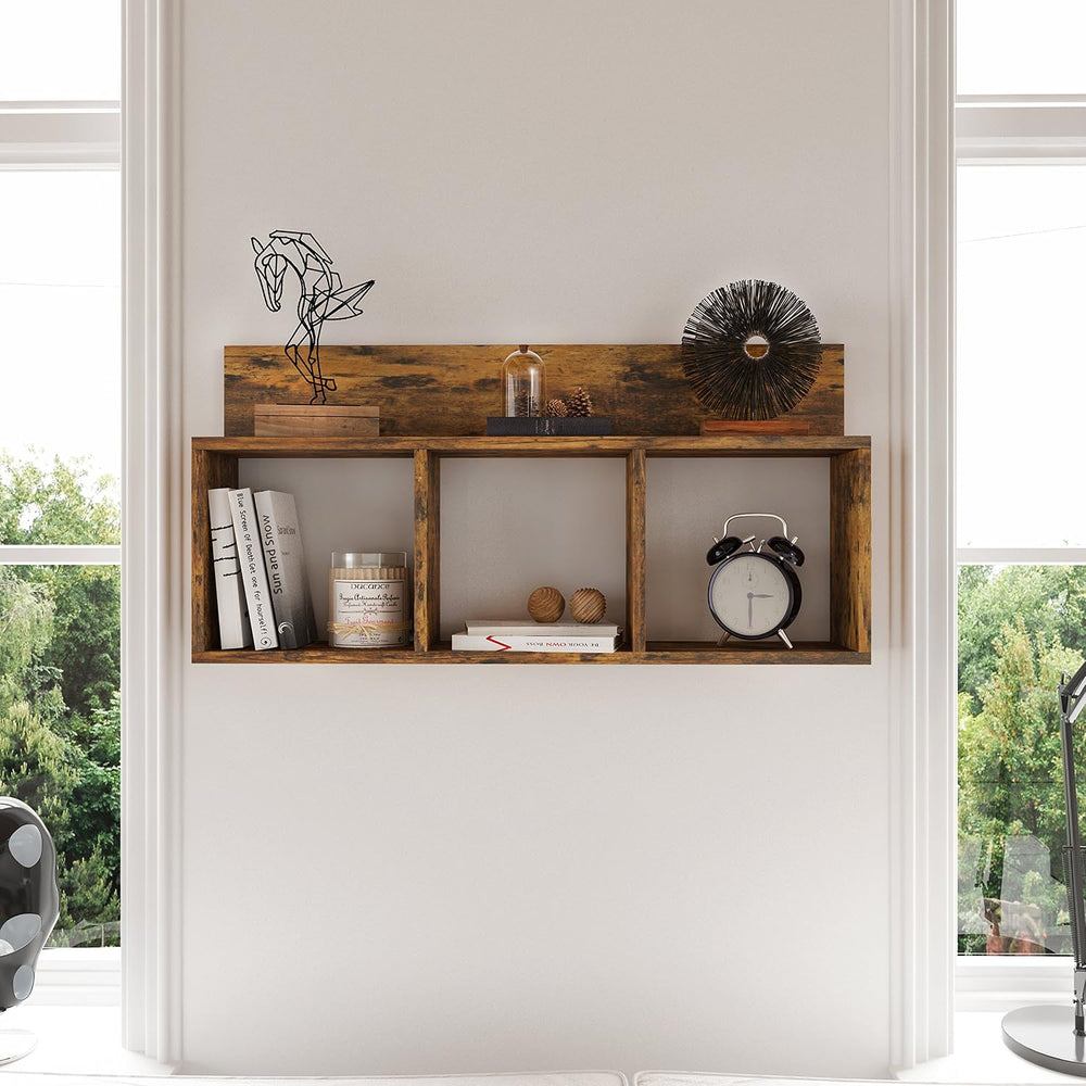 Danya B. Modern 3 Cube Floating Wall Shelf with Display Ledge - Easy to Hang ...