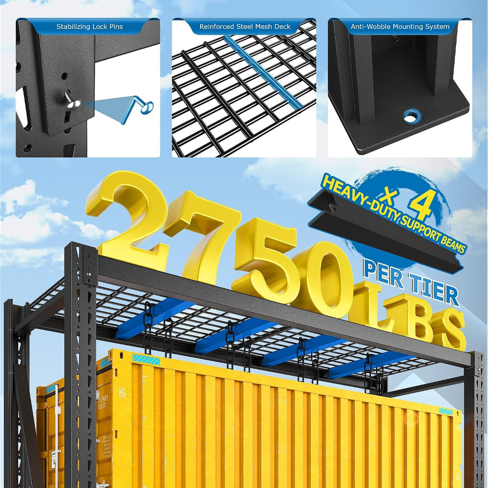 Bepatio 11000LBS Industrial Storage Shelves 2-Pack, 72"H x 60"W x 2...