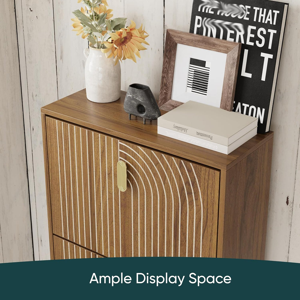 Shoe Storage Cabinet with 2 Flip Drawers, 23.6"(W) Freestanding Shoe Org...