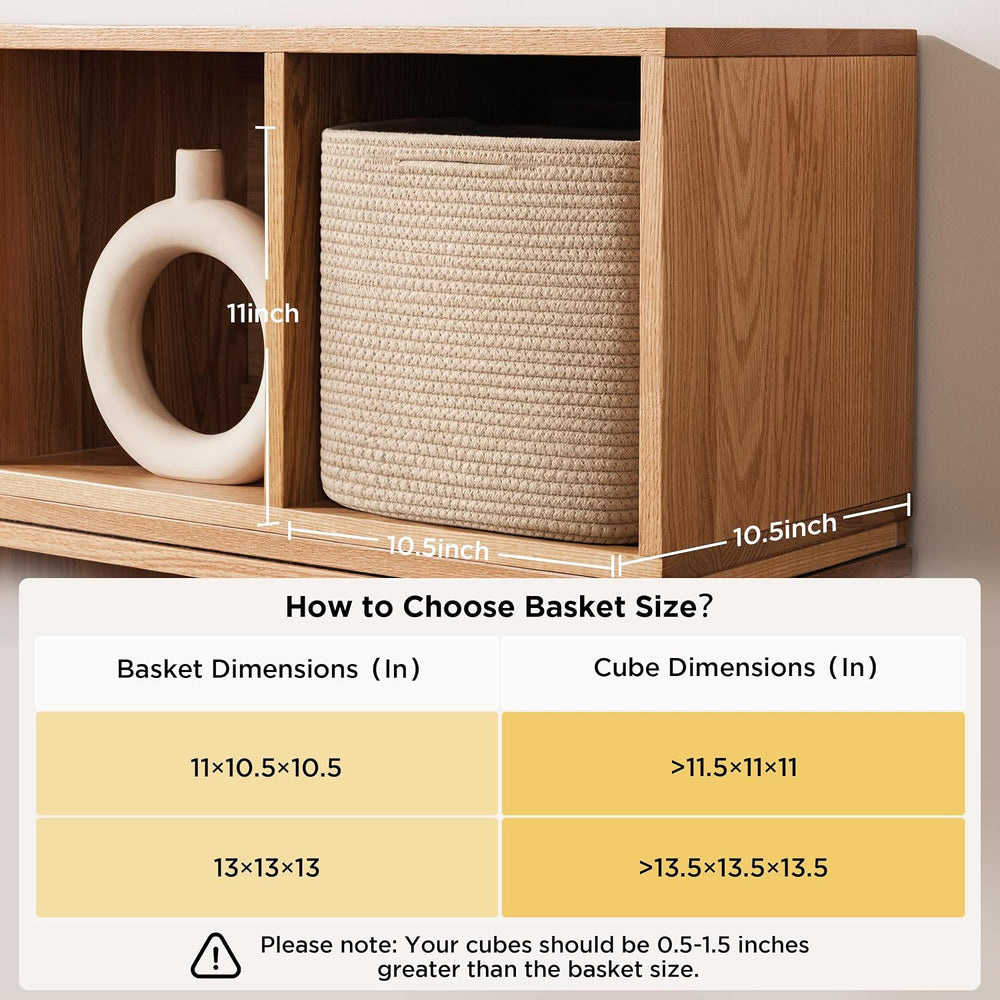 joybest 11inch Cube Storage Bins, Cotton Rope Woven Organizer Basket