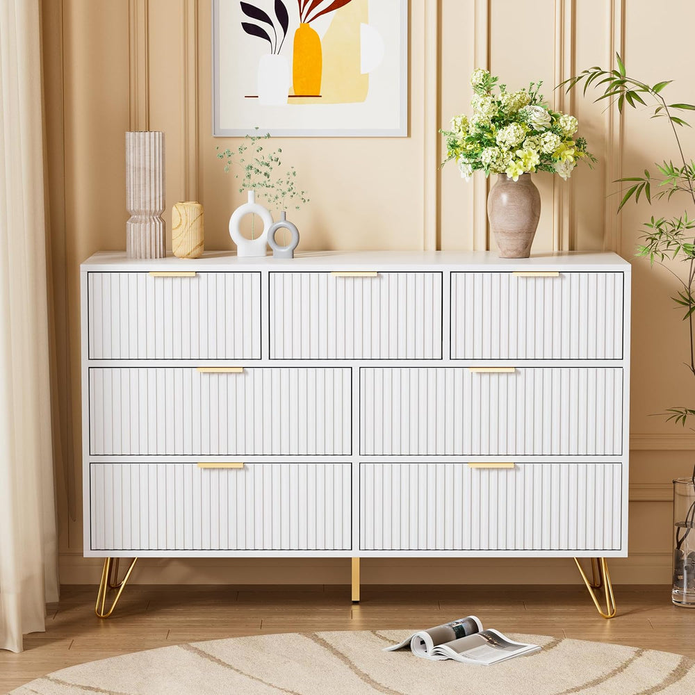 Furniway Dresser for Bedroom, Modern Fluted 47.2" Wide Chest of Drawers ...