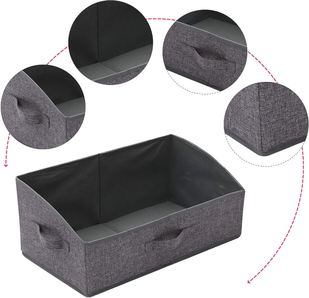 TENABORT 5 Pack Trapezoid Large Foldable Closet Storage Bins with Handle, Fab...